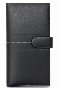 WRIZA Luxury Minimalist Black Leather Card Holder Wallet Slim Button Closure Rectangular Design Multi Section Durable Everyday - Product Image 6