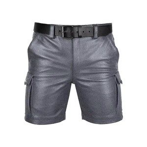 Shorts de Cuero, Material de Cuero Suave, Shorts de Cuero Elegantes para Uso Diario, Shorts de Cuero con Diseño de Cintura Ajustable - Product Image 1