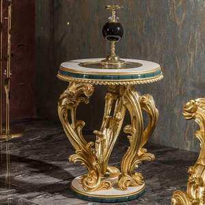 Juego de Sofás Seccionales en Forma de L de Madera Tallada para Hotel de Lujo, Acabado en Oro Antiguo, Estilo Europeo Tradicional, Ecológico y Duradero - Product Image 6