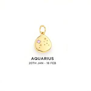 Colgante de Moneda con Signo Zodiacal de Aries Chapado en Oro con Cristal para la Creación de Joyería Artesanal - Product Image 6