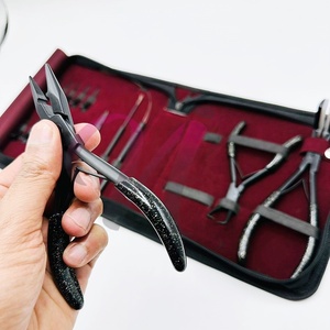 Pince à extensions de cheveux pour le pressage des perles, pince de qualité supérieure, noire mate, pour extensions de cheveux avec poignée scintillante - Product Image 2