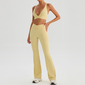 Conjuntos Deportivos de 2 Piezas Personalizados, Leggings Deportivos para Mujer, Cintura Media, Transpirables, Sólidos, Ecológicos, de Secado Rápido, con Tirantes Ajustables - Product Image 2
