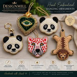 Luxury High Quality Velvet Metallic Zardozi Handmade Beaded <b>Animal</b> Christmas Ornaments Custom Embroidered Low MOQ Hanging - Product Image 1