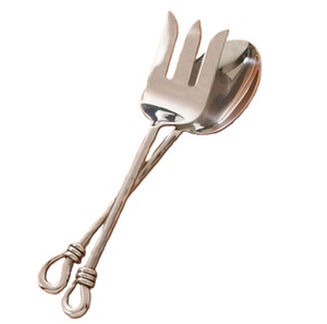 Set of Two Golden Eco-Friendly Stainless Steel & Resin Salad <b>Server</b> Set with Leaf Handle for Home Kitchen Use - Product Image 4