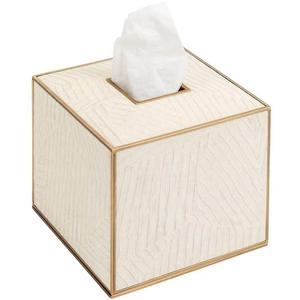 Boîte à mouchoirs en bois moderne avec bordure dorée, design autoportant pour salle de bain et cuisine - Product Image 5