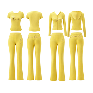 2026 Spring Summer New Casual Alphabet Print Contrast Color Slimming Hoodie Zipper Daily Wear Two-Piece <b>Set</b> Women's Clothing - Product Image 4