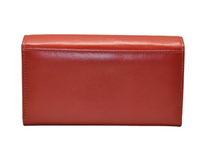Women's Genuine Leather Long <b>Wallet</b> Button Closure Minimalist Style Red Color Large Capacity Daily Use <b>RFID</b> Blocking Polyester - Product Image 2