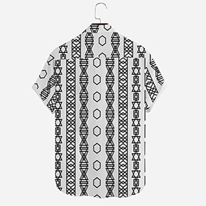เสื้อเชิ้ตผู้ชายลายเรขาคณิต แขนสั้น คอปก ปิดกระดุมเม็ดเดียว ผ้าทอลาย ใส่สบายสำหรับฤดูร้อน 100% ผ้าฝ้าย - Product Image 2