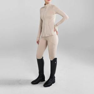 Pantalones de equitación de cintura alta para mujer, de punto, con elastano y nailon, elásticos en cuatro direcciones, cintura elástica, color sólido, ropa ecuestre - Product Image 2