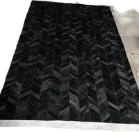 Rustique Chic tapis en cuir de vachette fait à la main Patchwork Design cuir Patchwork solide noir tapis peau de vache tapis en cuir fait à la main