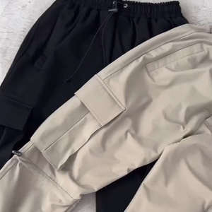 Custom Design Men's Winter Casual <b>Elastic</b> Waist Drawstring Thick Fleece Knitted Cargo Pants with Cuffs and <b>Lace</b> - Product Image 6