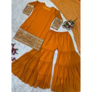 Magnifique haut de soirée et plazzo pour femmes avec ensemble fantaisie Dupatta - Product Image 3