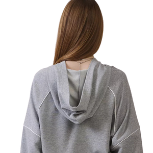 Custom Women's Oversized Pullover Hoodie Lightweight <b>Drop</b> Shoulder Casual Streetwear Hooded Sweatshirt OEM ODM Supplier - Product Image 4