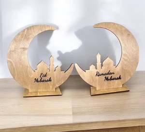 Décoration d'intérieur artisanale en bois, motif lune, avec calligraphie arabe, pour la décoration intérieure du Ramadan, en gros, de chez White Royals - Product Image 3