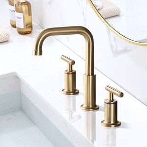 Rubinetto da Bagno a Doppia Maniglia da 8 Pollici in Oro Spazzolato con Scarico Pop-Up - Product Image 2