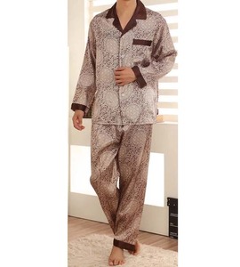 sleepwear silk satin custom sublimation print mens <b>pajamas</b> sleepwear <b>suit</b> set Solid Color Classical Sleepwear Autumn - Product Image 2