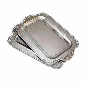 Plateau de service durable en acier inoxydable conçu pour une utilisation polyvalente, y compris le rangement dans la cuisine, le service des boissons et le transport des aliments. - Product Image 5