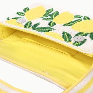 Sacs à bandoulière brodés pour femmes, sacs de soirée pour filles, sac à main bohème brodé citron, sac à bandoulière perlé en verre pour femmes - Product Image 5