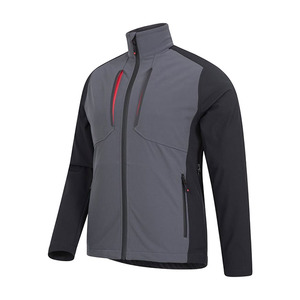 Men's Windproof Fleece Jacket Solid Color Block Zipper Closure Stand Collar Sporty Outdoor Training Top Autumn Wear - Product Image 4