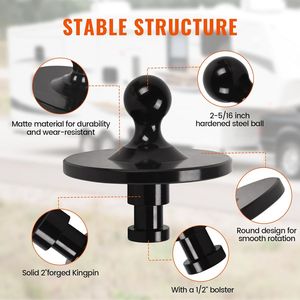 Adaptateur de remorque à col de cygne pour 5e roue - Récepteur de remorquage à rotule de 2 5/16 po, capacité de charge de 30 000 lb, montage robuste sur attelage - Product Image 3