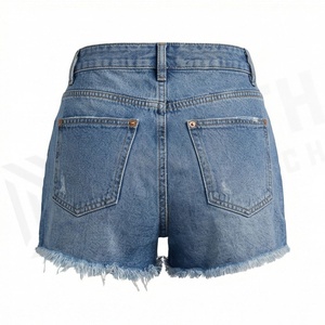 Shorts en jean pour femme à franges, coupe slim extensible, style décontracté d'été, streetwear, vêtement tendance et élégant - Product Image 2