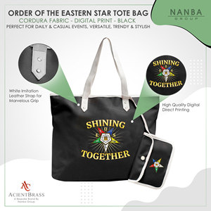 กระเป๋าโท้ทสีดำลาย Black OES Shining Together Order of the Eastern Star Journal Order of the Eastern Star Masonic - Product Image 4