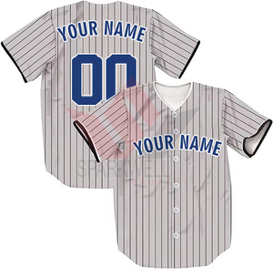 Camiseta de Béisbol Personalizada para Hombre, Rayas Blancas y Negras, Manga Corta, Transpirable, Poliéster, Corte Regular, Estampado Sublimado, Cuello en V - Product Image 6