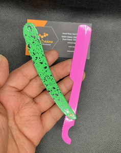 Saaqaans Professional Straight <b>Edge</b> Razor Stainless Steel Blade <b>Plastic</b> Handle Green Pink Color Face Use for Men - Product Image 4