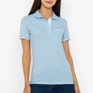 Polo Azul Cielo para Mujer, Manga Corta, Transpirable, Verano, Fabricante OEM, Superventas - Product Image 1
