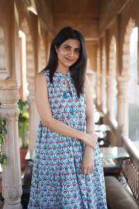 Vestido de Verano de Algodón Estampado a Mano para Mujer, 100% Sostenible, Largo Maxi, Diseño Sólido para la Temporada de Otoño/Verano - Product Image 5