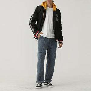 Wholesale Casual Outerwear Detachable Hooded Snap Button Varsity <b>Jackets</b> Custom Patch Embroidery High School Letterman <b>Jacket</b> - Product Image 5