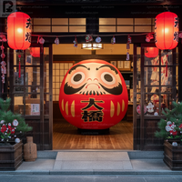 Poupée japonaise géante gonflable Daruma en tissu Oxford avec éclairage LED, logo personnalisé, couleur au choix, pour événements commerciaux porte-bonheur