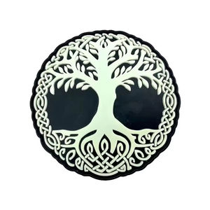 Glow In The Dark <b>Tree</b> Of Life Silicone Patch Circle 3D Embossed Stick-On Decorative Gift - Product Image 1