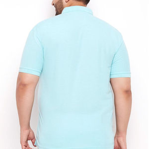 Camiseta Polo Azul Claro para Hombre, Mezcla de Algodón, Manga Corta, Color Liso, Informal, Transpirable, Cómoda, con Logotipo Personalizado - Product Image 2