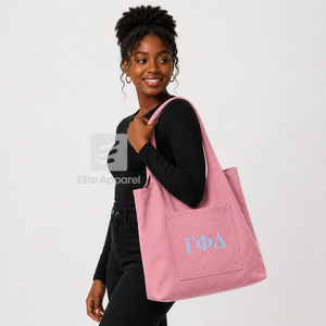 Custom Gamma Phi Delta Sorority Tote bag Blue and pink Embroidered Logo Daily Use <b>Large</b> Capacity Canvas Tote bag for female - Product Image 3