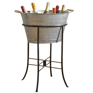 Cubo para bebidas martillado al por mayor con soporte, en acero inoxidable, enfriador de vino metálico para fiestas, al mejor precio - Product Image 4