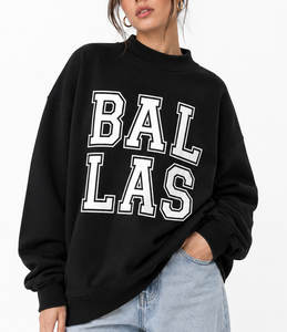 Sudadera de cuello redondo extragrande con estampado de letras Balas OEM para mujer, forro polar, estilo casual, manga larga, moda de invierno - Product Image 5