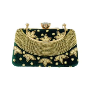 Top qualité personnalisé couleur noir et doré tissu Zari broderie à la main dames pochette sac à main femme luxe sac fabriqué en inde - Product Image 1