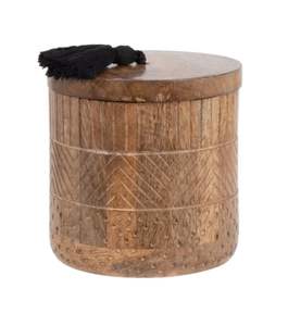 Tarro grande de madera hecho a mano con tapa para guardar galletas, dulces y bocadillos en el despensa de la cocina. - Product Image 5