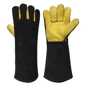 Heavy Duty Heat Resistant Front Cow Grain Leather Welding Gloves Fireproof Back & <b>Cuff</b> Cow Split Leather Work Safety Glove - Product Image 5