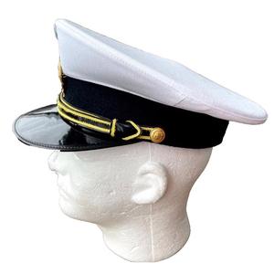 Gorra Blanca con Emblema Dorado y Banda Negra para Hombre, Gorra Formal de 56-58 cm - Product Image 4