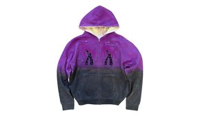 Sweat à capuche personnalisé avec logo rouge en coton délavé pour homme, coupe oversize avec fermeture éclair sur le devant, imprimé, effet vieilli, en coton et polyester, coupe carrée - Product Image 6