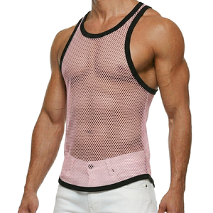 เสื้อกล้ามออกกำลังกายผู้ชาย คอเหลี่ยม ผ้าตาข่าย 100% ผ้าฝ้าย น้ำหนักเบา แห้งเร็ว สำหรับโยคะ วิ่ง ฟิตเนส ยิม ออกแบบตามสั่ง OEM - Product Image 3