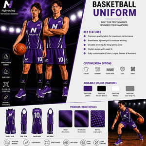Conjunto de Uniforme de Baloncesto Morado de Diseño Personalizado, Fabricante de Ropa Deportiva para Equipos, Jersey y Pantalones Cortos Sublimados OEM ODM, Nofyan Ind Uniforms - Product Image 3