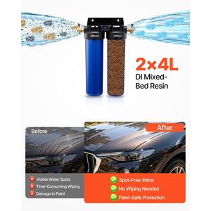 Sistema di Lavaggio Auto Senza Macchie 2x4L con Valvola Bypass per Resina DI e Misuratore TDS - Filtro Acqua Deionizzata per Lavaggio Auto Senza Aloni - Product Image 3