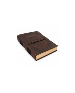 Carnet en cuir céleste – Couverture gravée Licorne, Étoiles et Lune, Journal artisanal antique avec papier à bords festonnés - Product Image 1