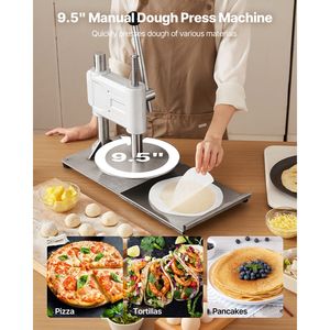 Equipo de Panadería Comercial, Prensa Manual para Masa de Pizza de Acero Inoxidable de 9.5 Pulgadas, Prensa para Pastelería, Prensa para Pan, Prensa para Chapati - Product Image 2