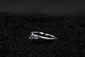 High Quality 925 Solid Sterling Silver Eternity Band <b>Ring</b> Natural Curved <b>Blue</b> Sapphire Gemstone Fashion Accessory for Women's - Product Image 5