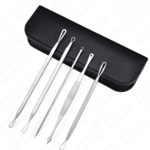 Professional 5 Piece Stainless Steel Acne Extractor Kit with Double Ended Lancet Needles for Blackhead Pore Cleaning - Product Image 4