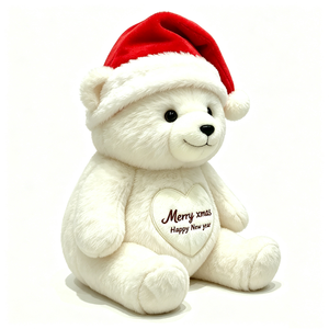 customized Super soft fluffy white bear plush toy High quality embroidered Christmas stuffed bear - Product Image 3